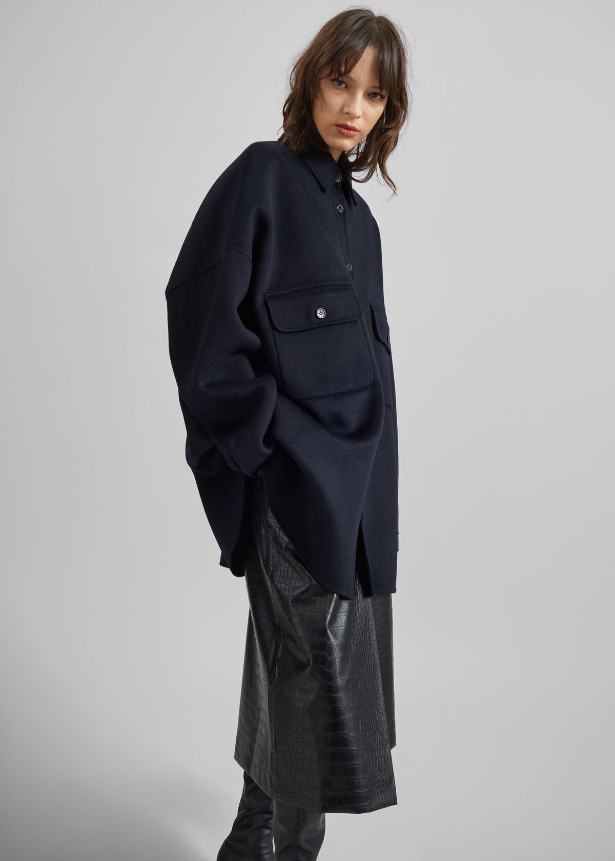 Dallas Wool Overshirt - Navy – view 3 of 8