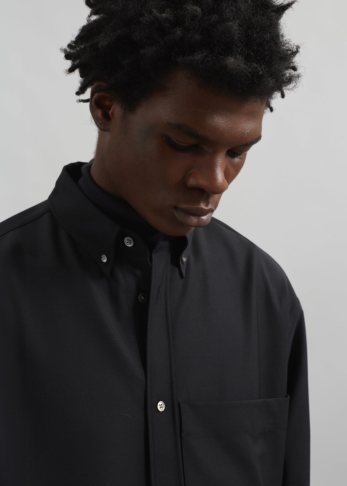 Dalton Wool Blend Shirt - Black – view 3 of 9