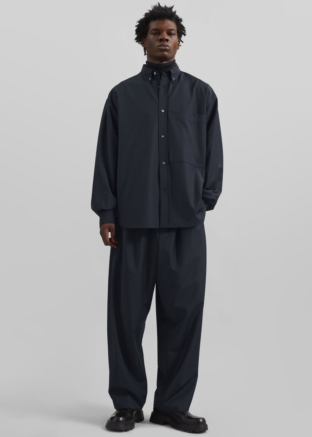 Dalton Wool Blend Shirt - Dark Navy – view 4 of 8