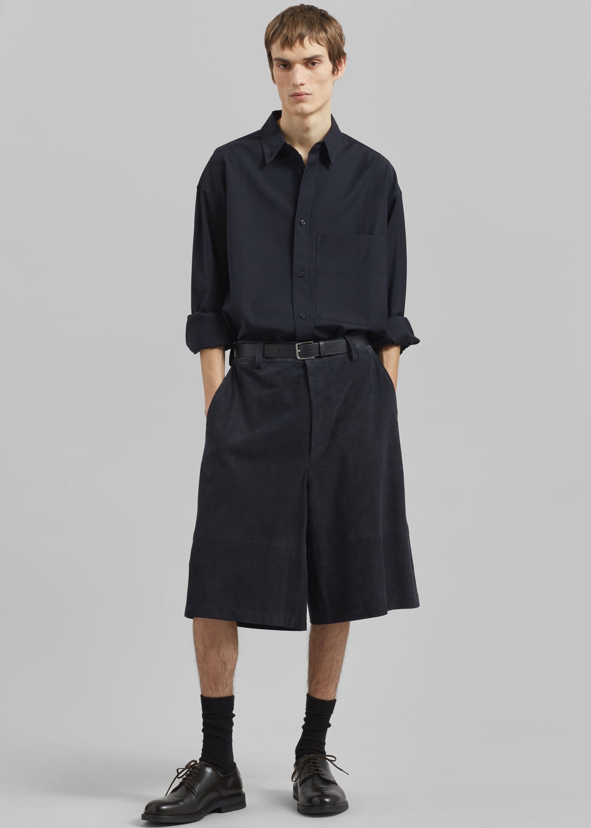 Dalton Wool Blend Shirt - Dark Navy – view 1 of 8