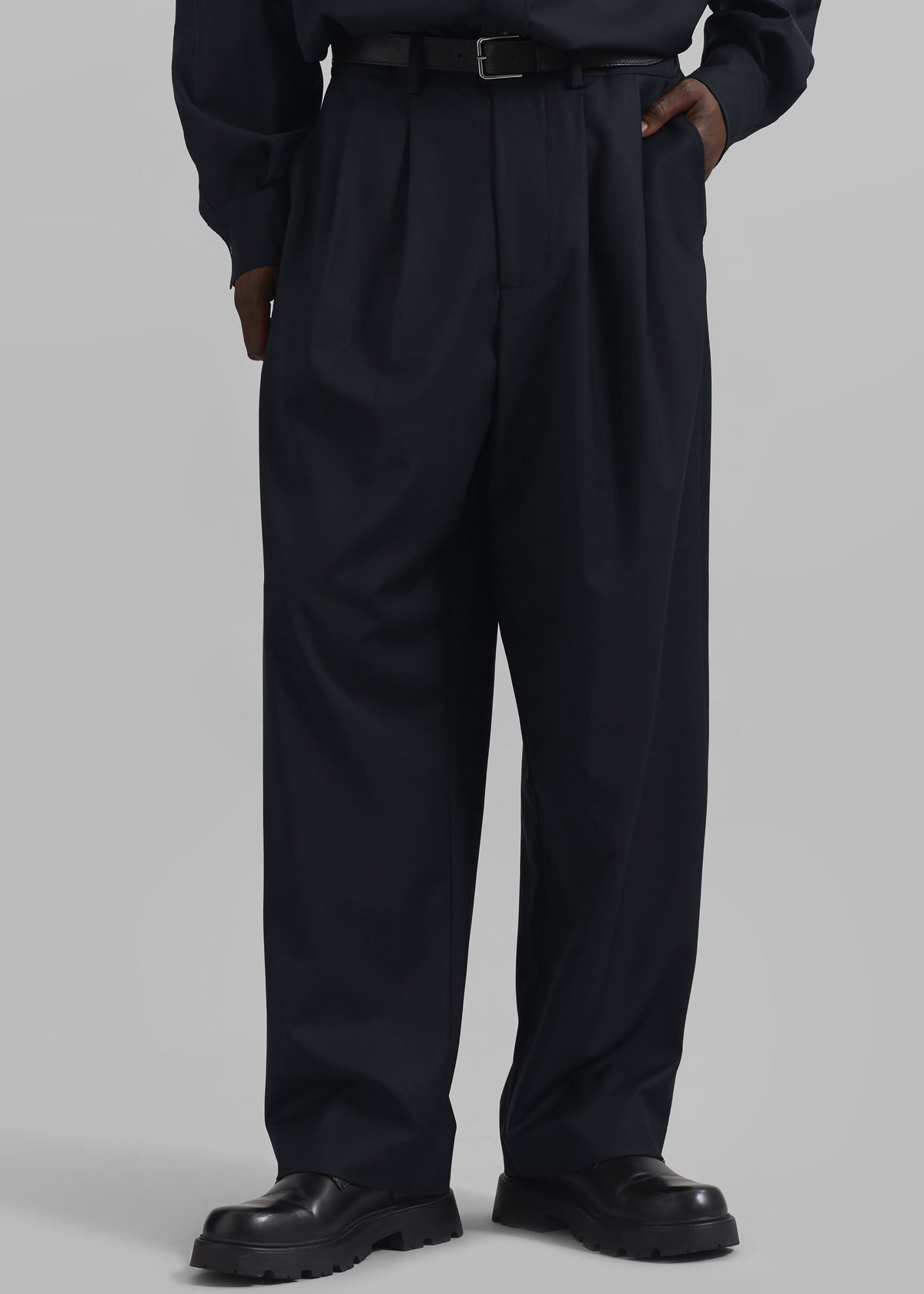 Dalton Wool Blend Trousers - Dark Navy – view 1 of 9
