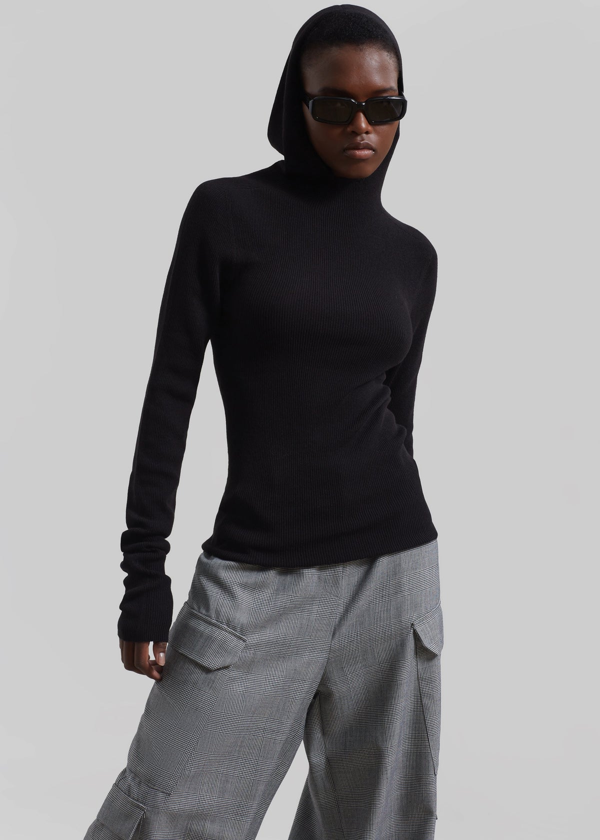 Danae Hooded Knit Top - Black – view 6 of 11