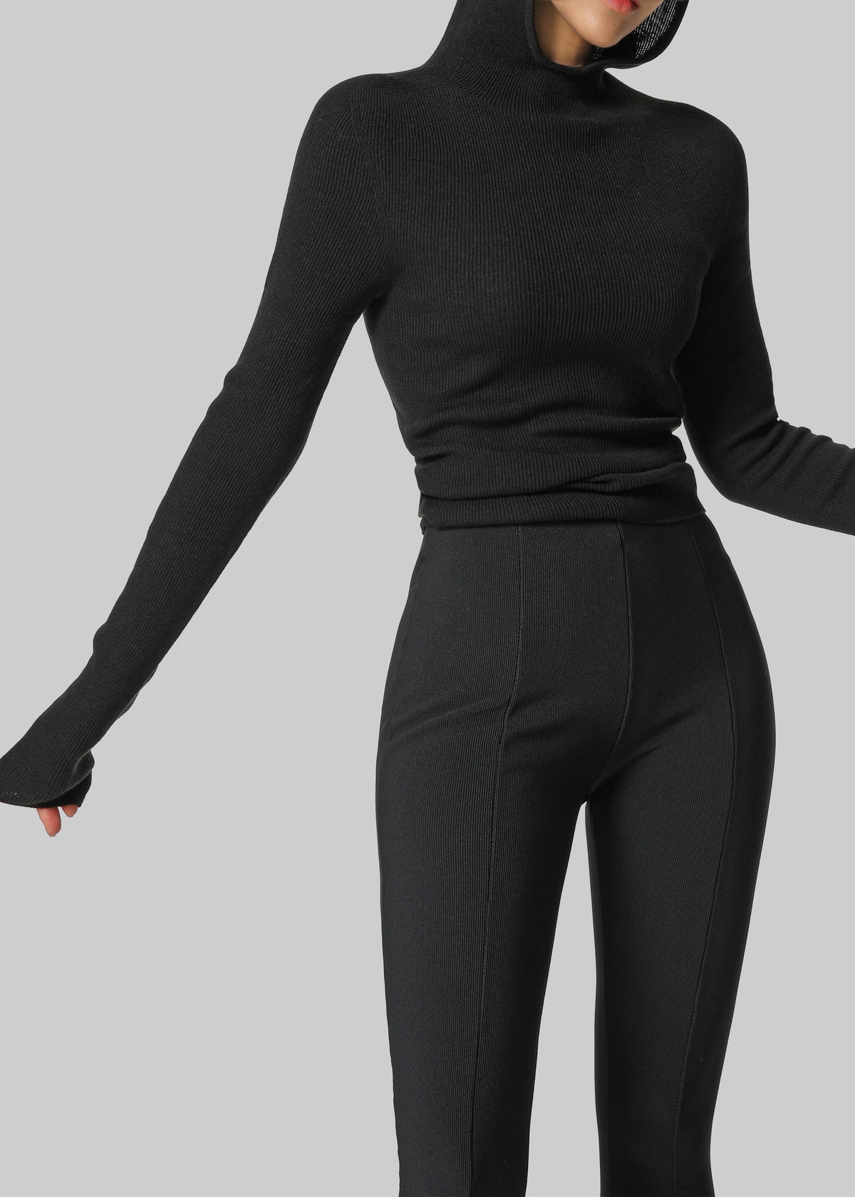 Danae Hooded Knit Top - Black – view 4 of 11