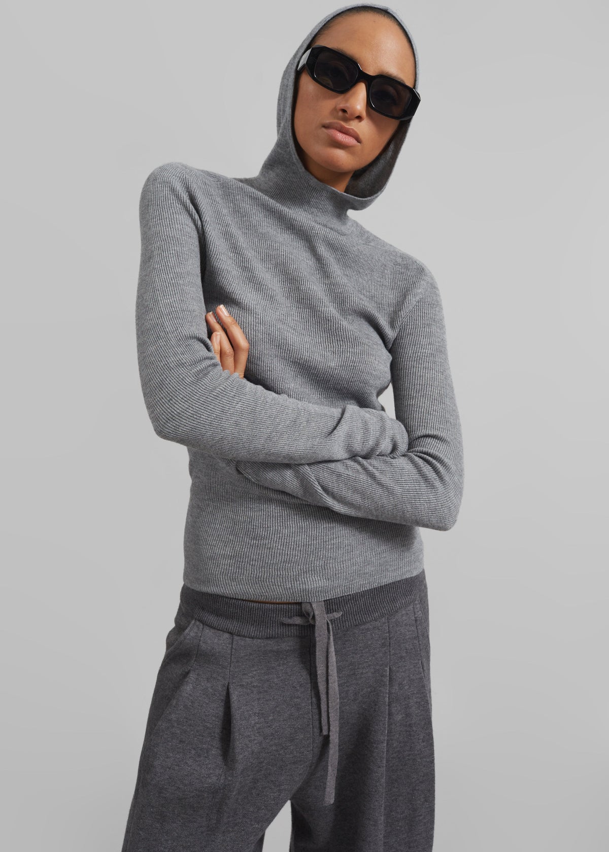 Danae Hooded Knit Top - Grey – view 5 of 14