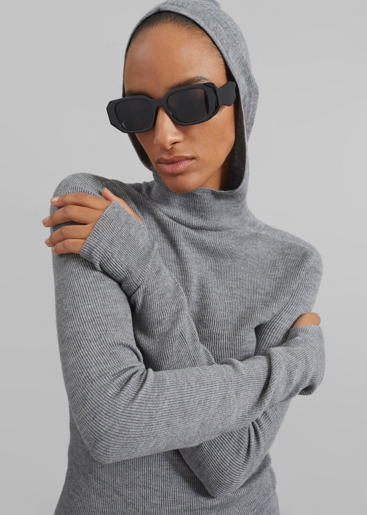 Danae Hooded Knit Top - Grey – view 7 of 14