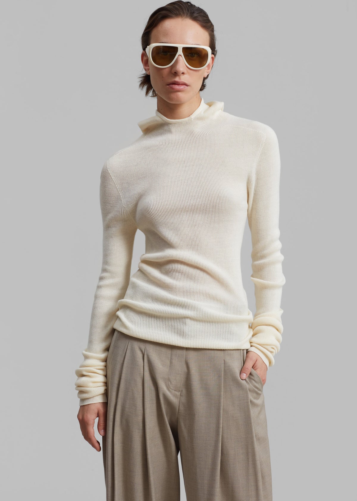 Danae Hooded Knit Top - Off White – view 6 of 8