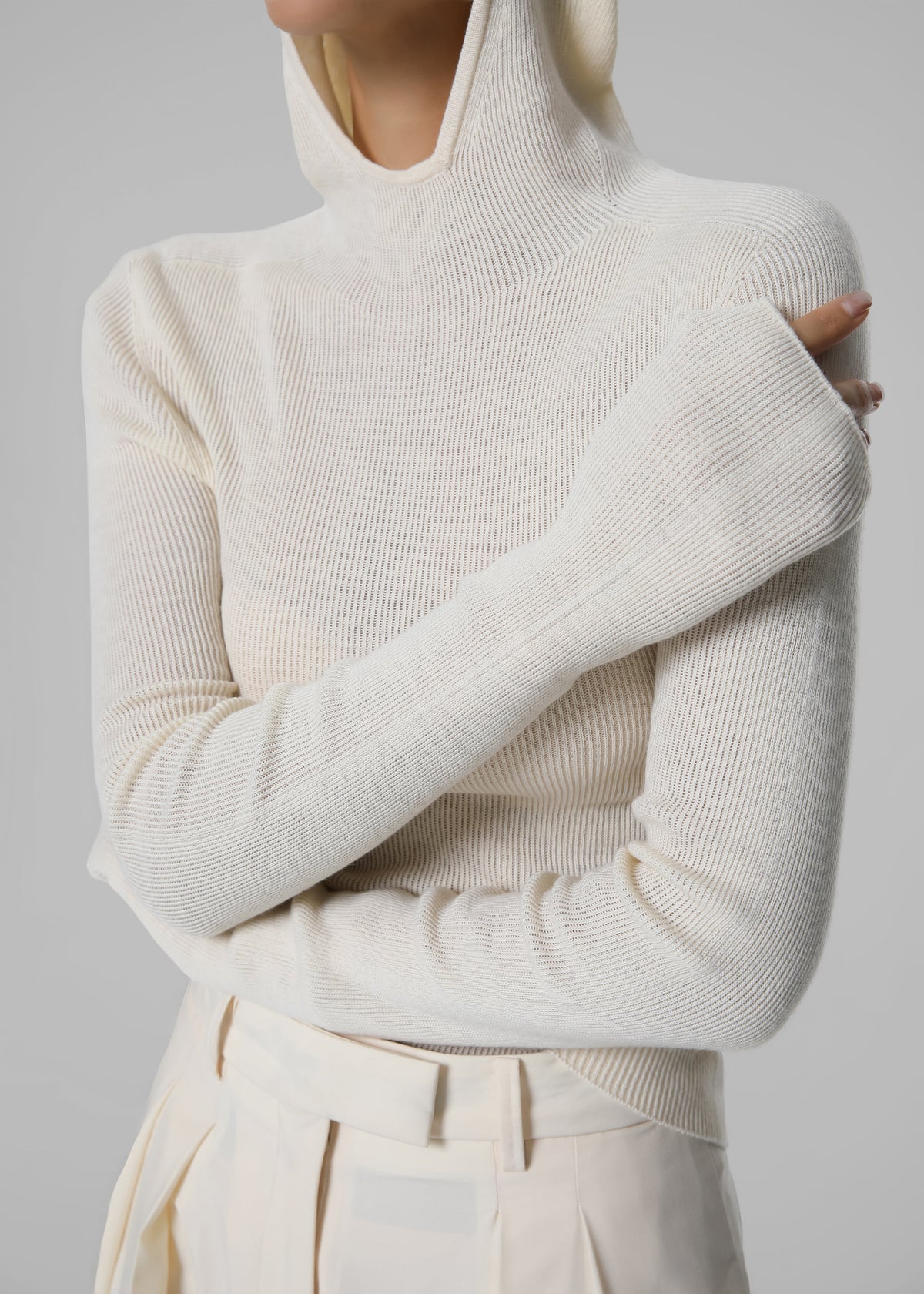 Danae Hooded Knit Top - Off White – view 1 of 8
