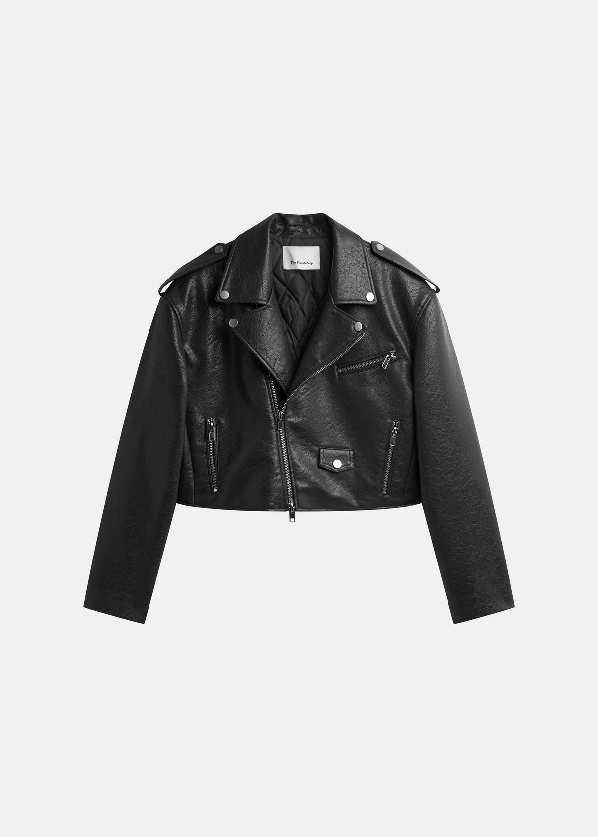 Daphne Cropped Biker Jacket - Black – view 7 of 7