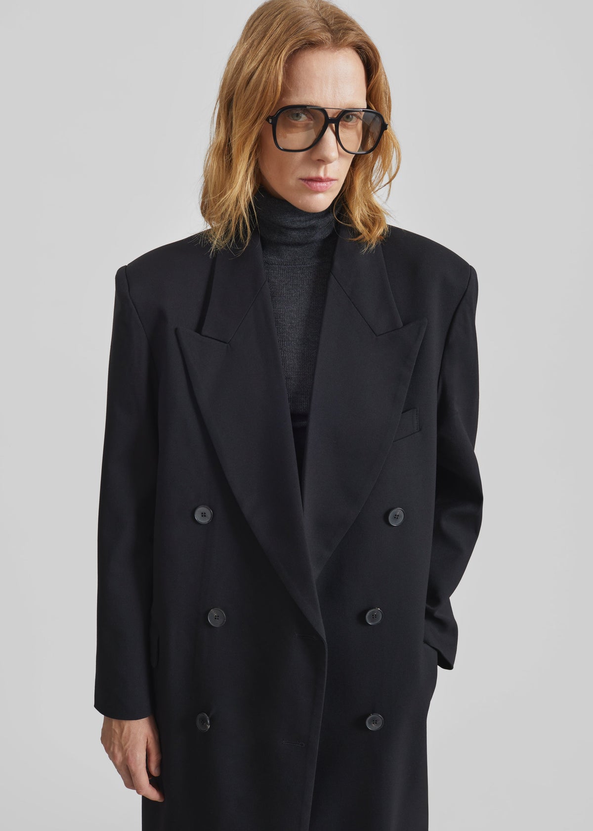 Delphina Long Coat - Black – view 3 of 5
