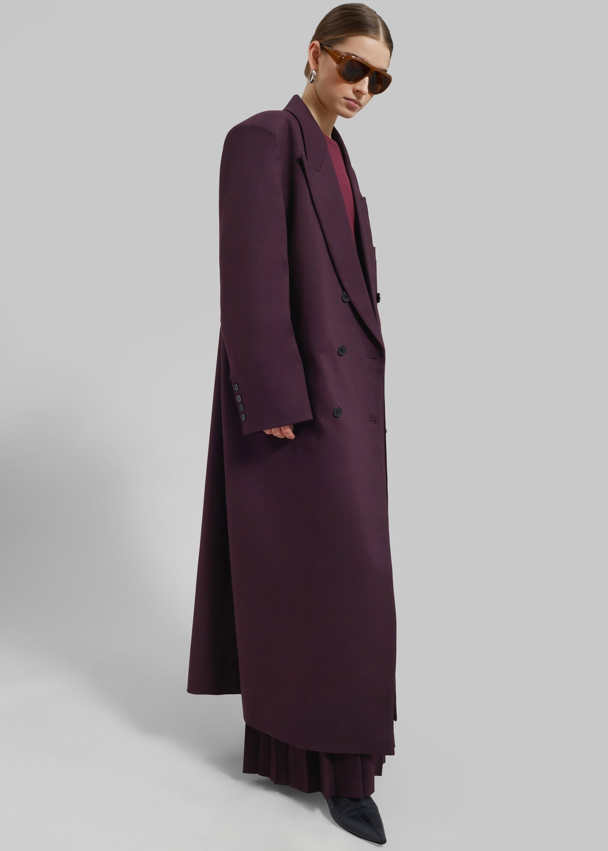 Delphina Long Coat - Burgundy – view 6 of 12
