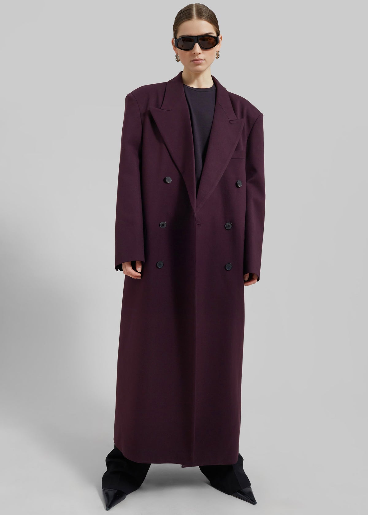 Delphina Long Coat - Burgundy – view 9 of 12