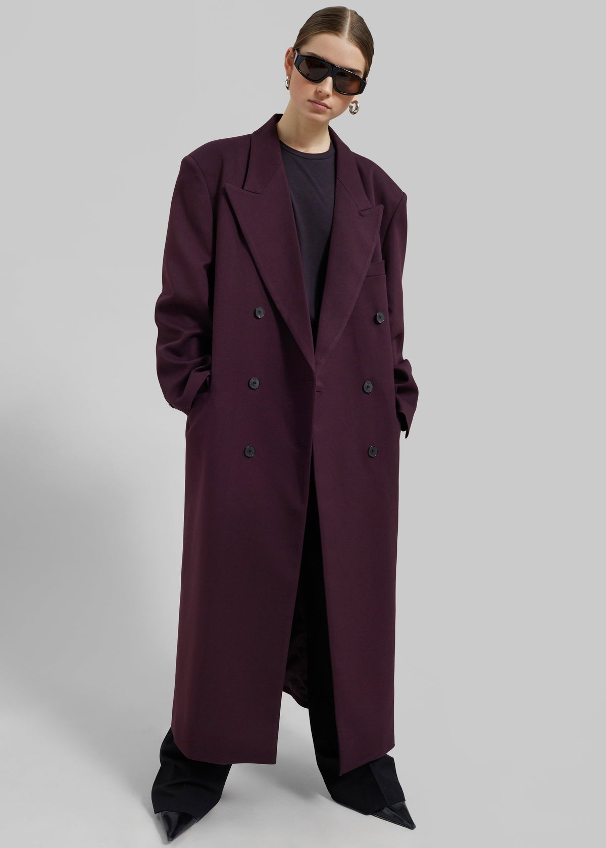 Delphina Long Coat - Burgundy – view 3 of 12
