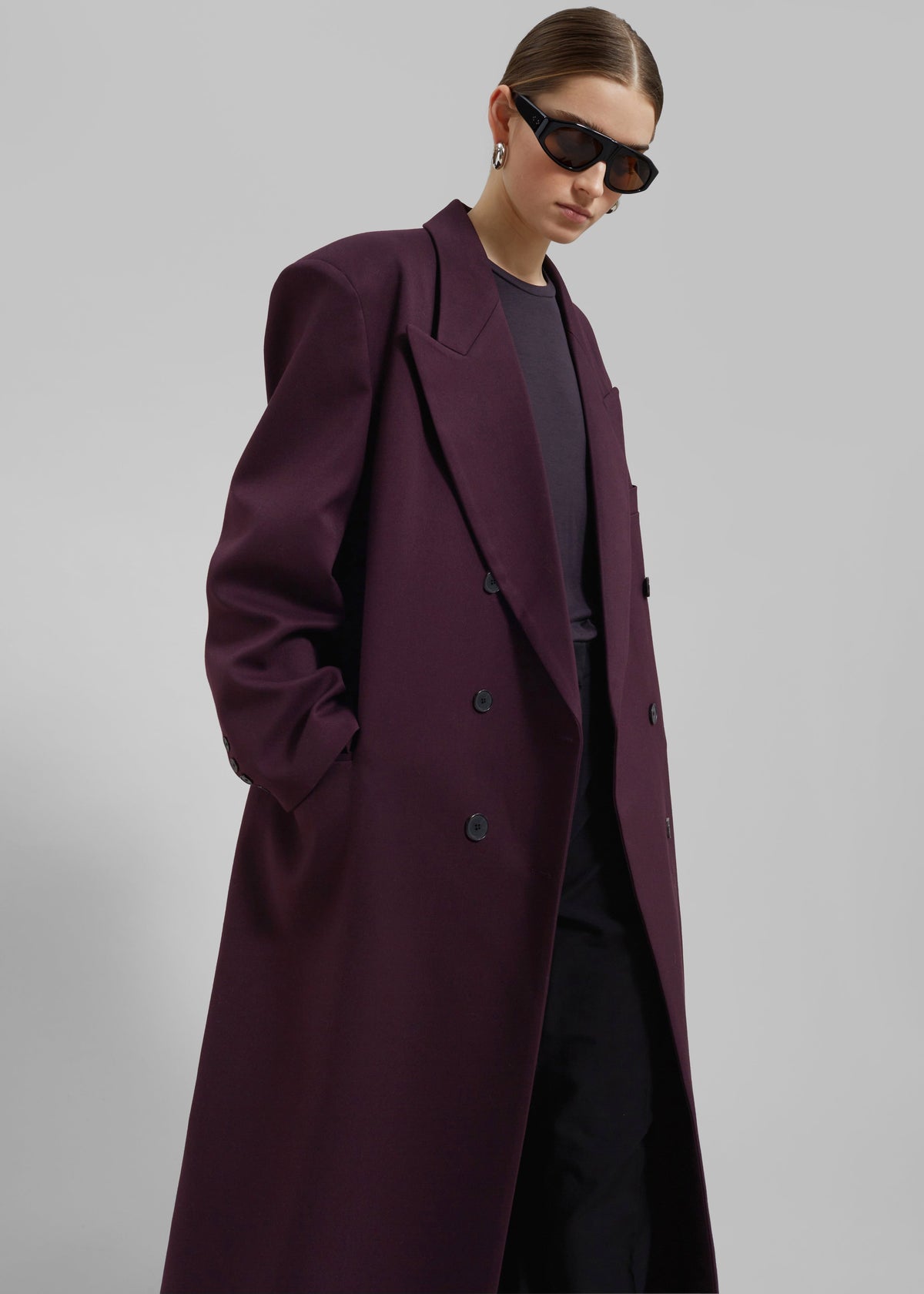 Delphina Long Coat - Burgundy – view 4 of 12