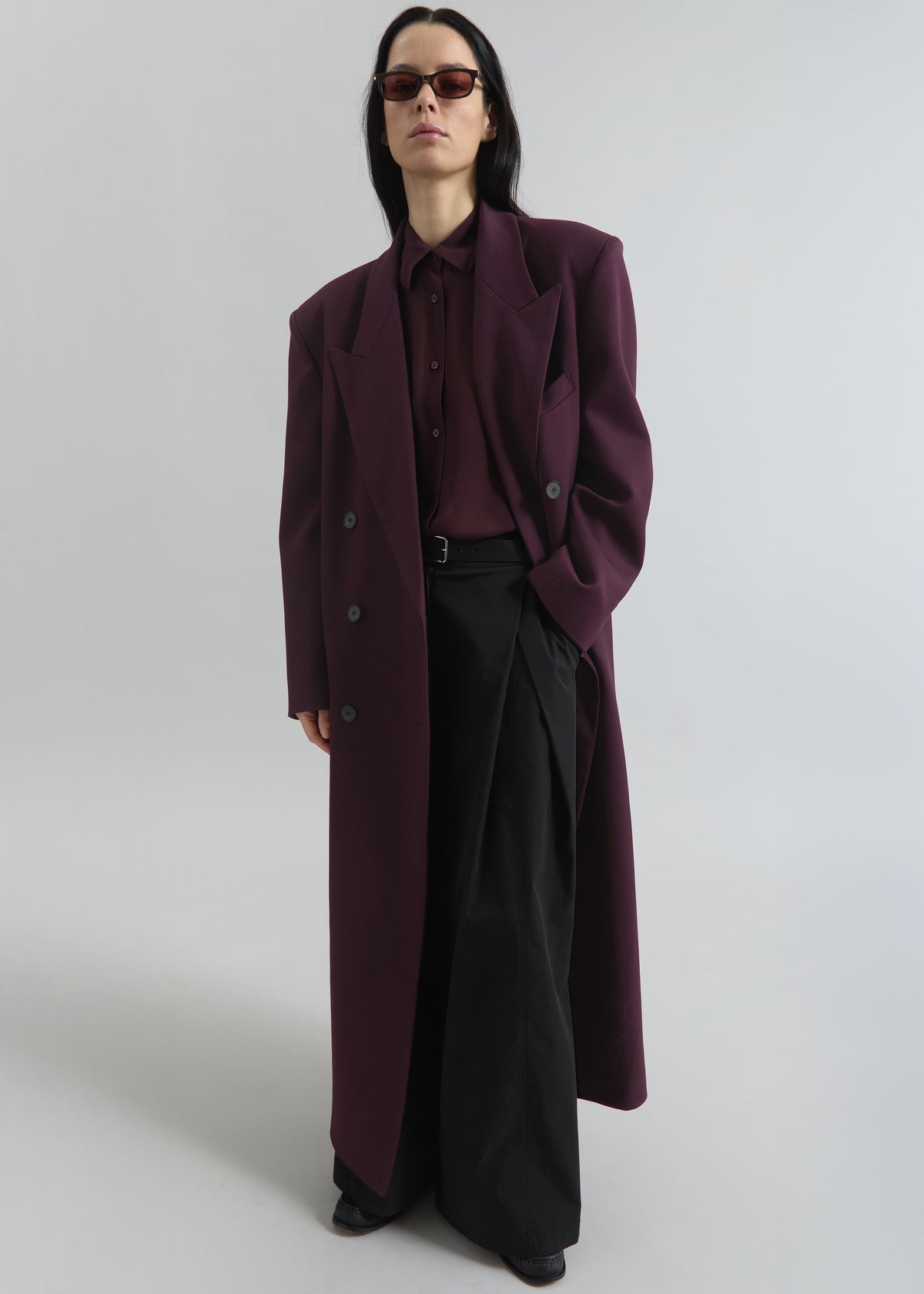 Delphina Long Coat - Burgundy – view 10 of 12