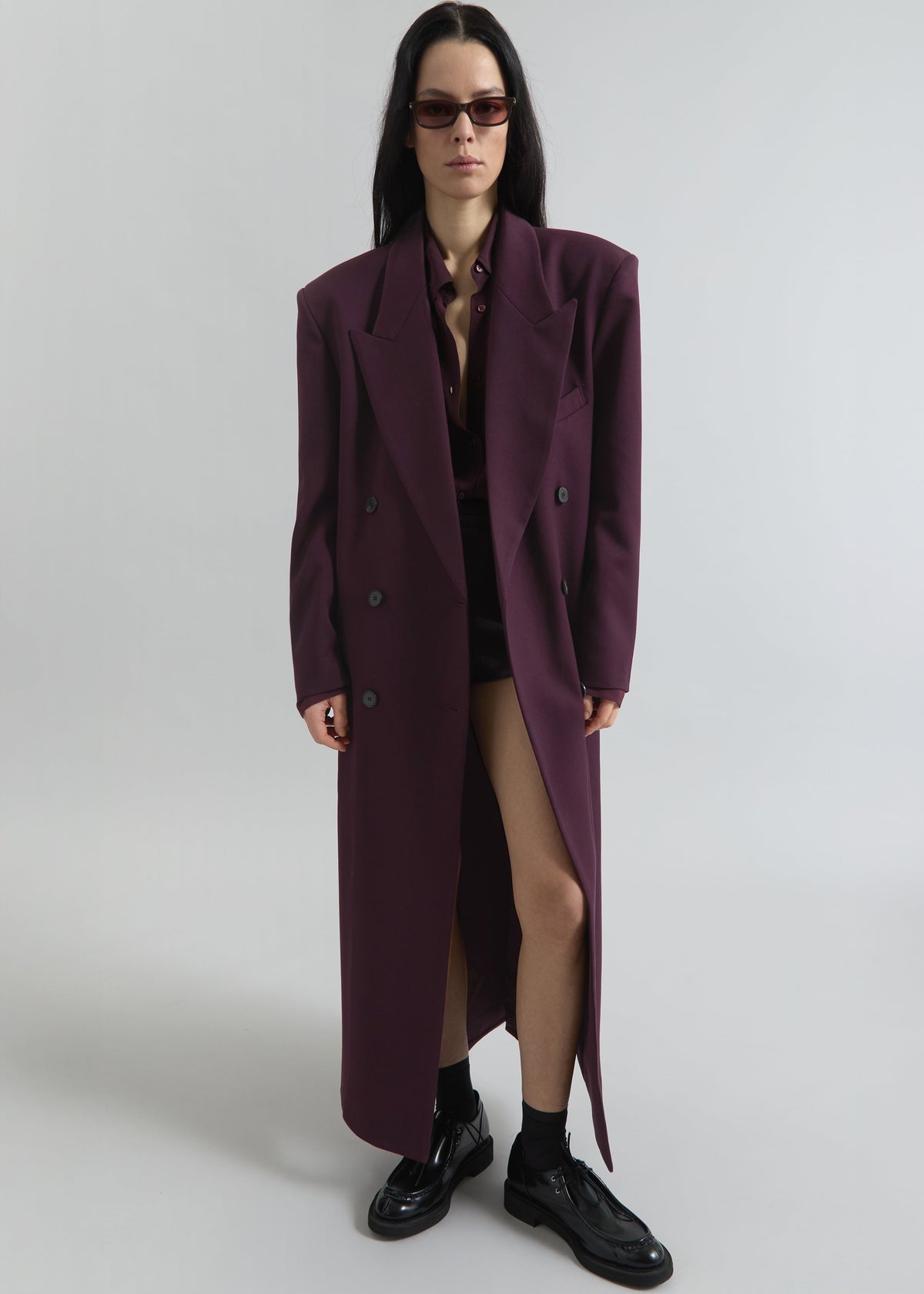 Delphina Long Coat - Burgundy – view 1 of 12