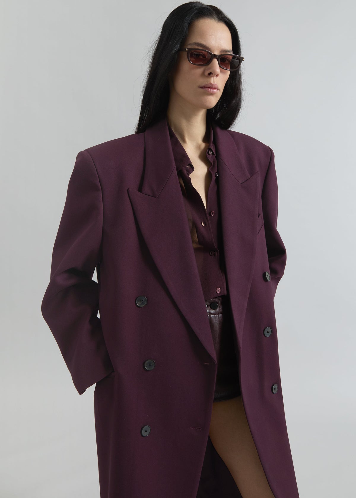 Delphina Long Coat - Burgundy – view 2 of 12
