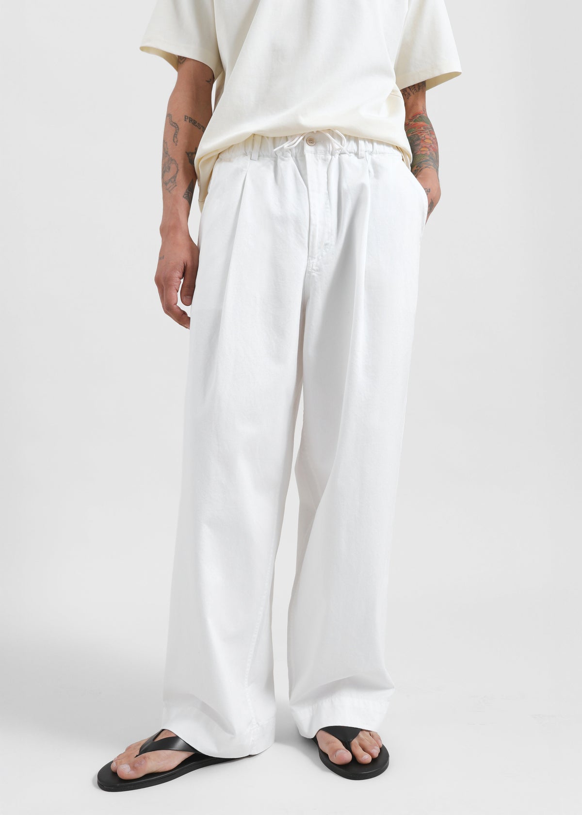 Denaye Cotton Barrel Leg Pants - White – view 1 of 8