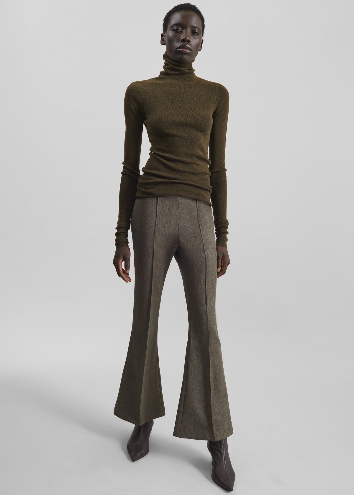 Dessa Wool Flared Pants - Beige Melange – view 1 of 7