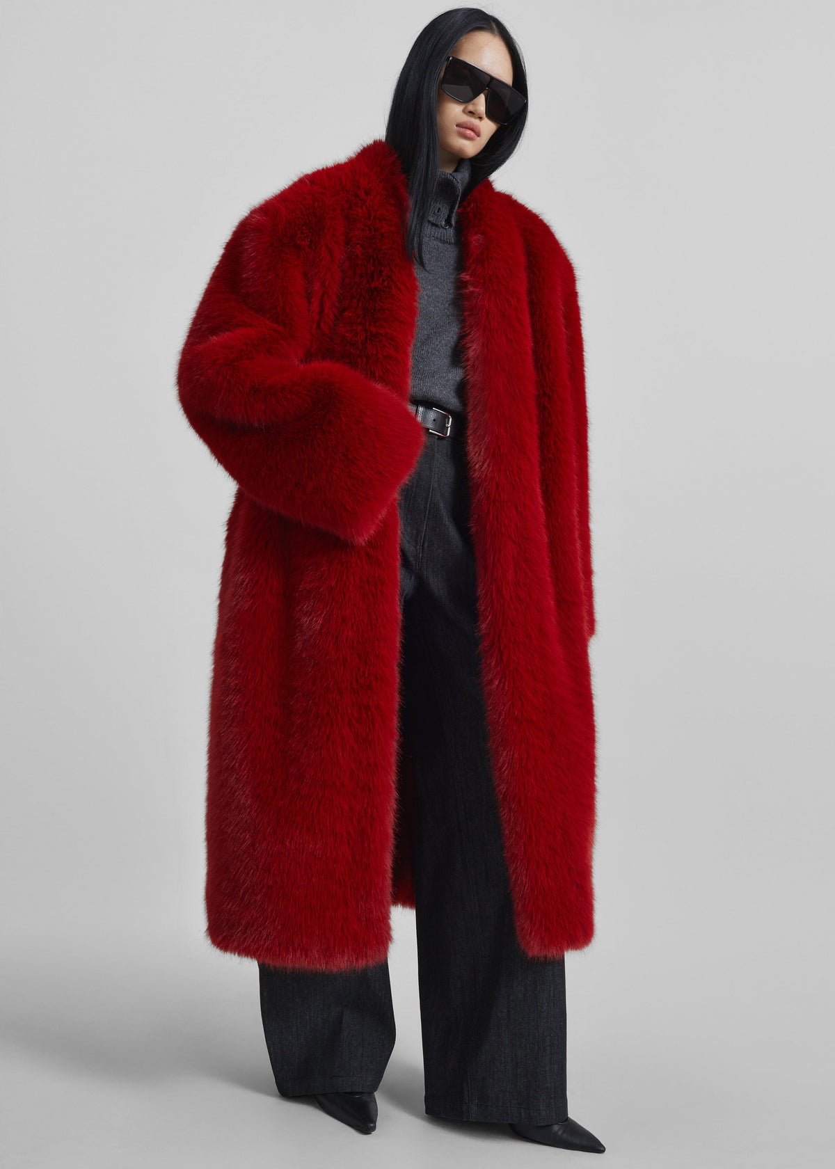 Destiny Padded Faux Fur Coat - Red – view 2 of 11