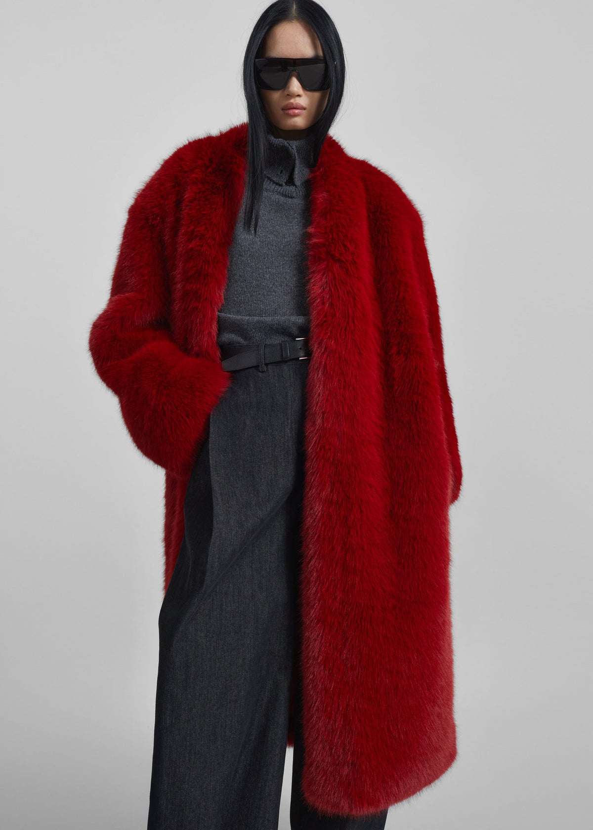 Destiny Padded Faux Fur Coat - Red – view 4 of 11