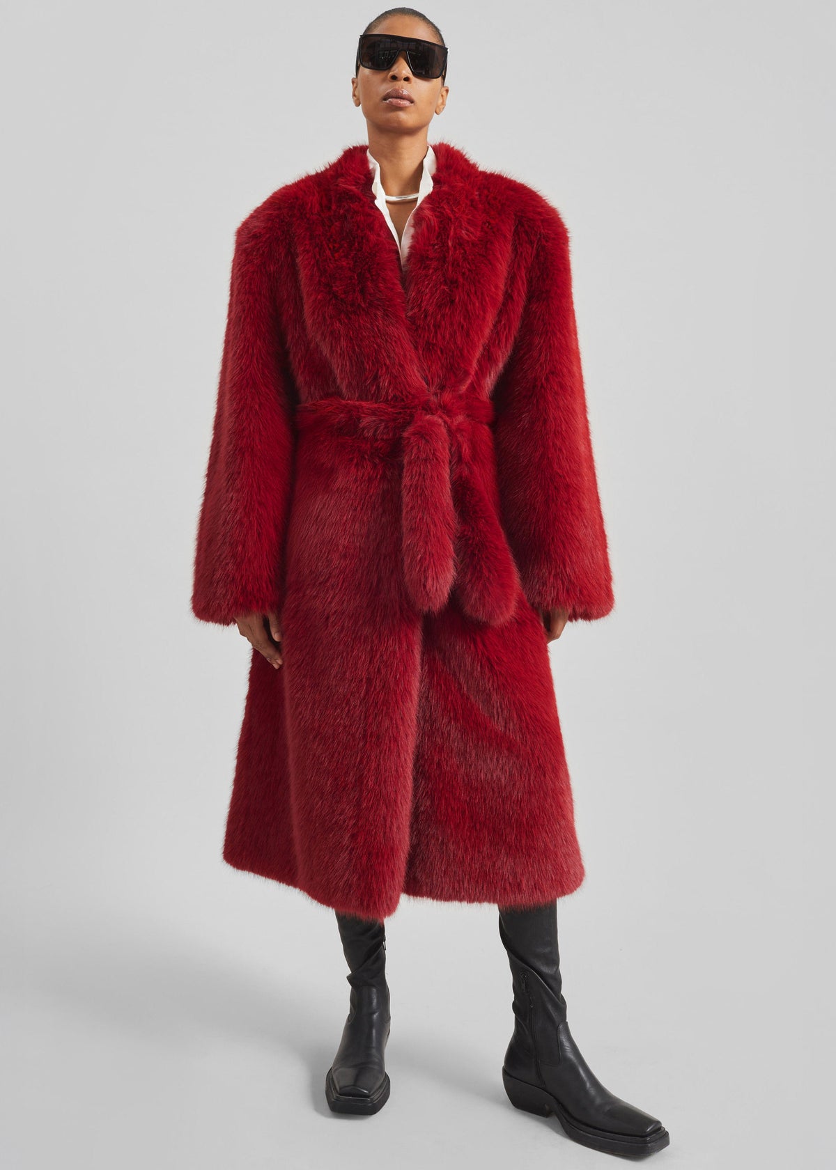 Destiny Padded Faux Fur Coat - Red – view 3 of 11