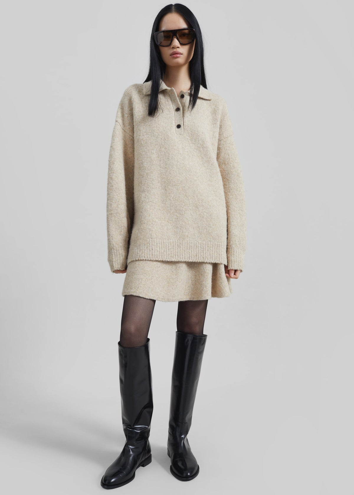 Dienne Knit Mini Skirt - Beige – view 1 of 10