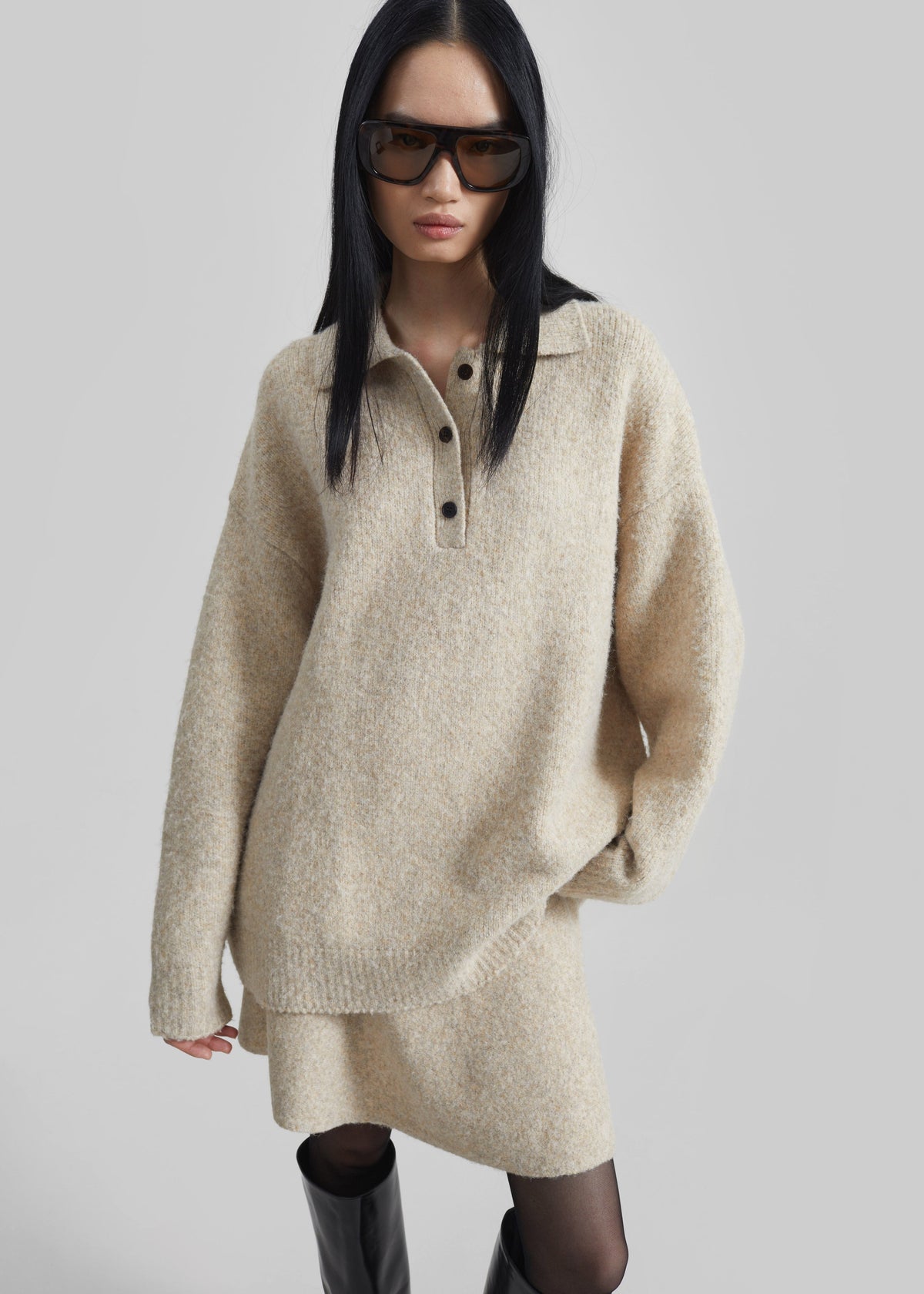 Dienne Knit Mini Skirt - Beige – view 4 of 10