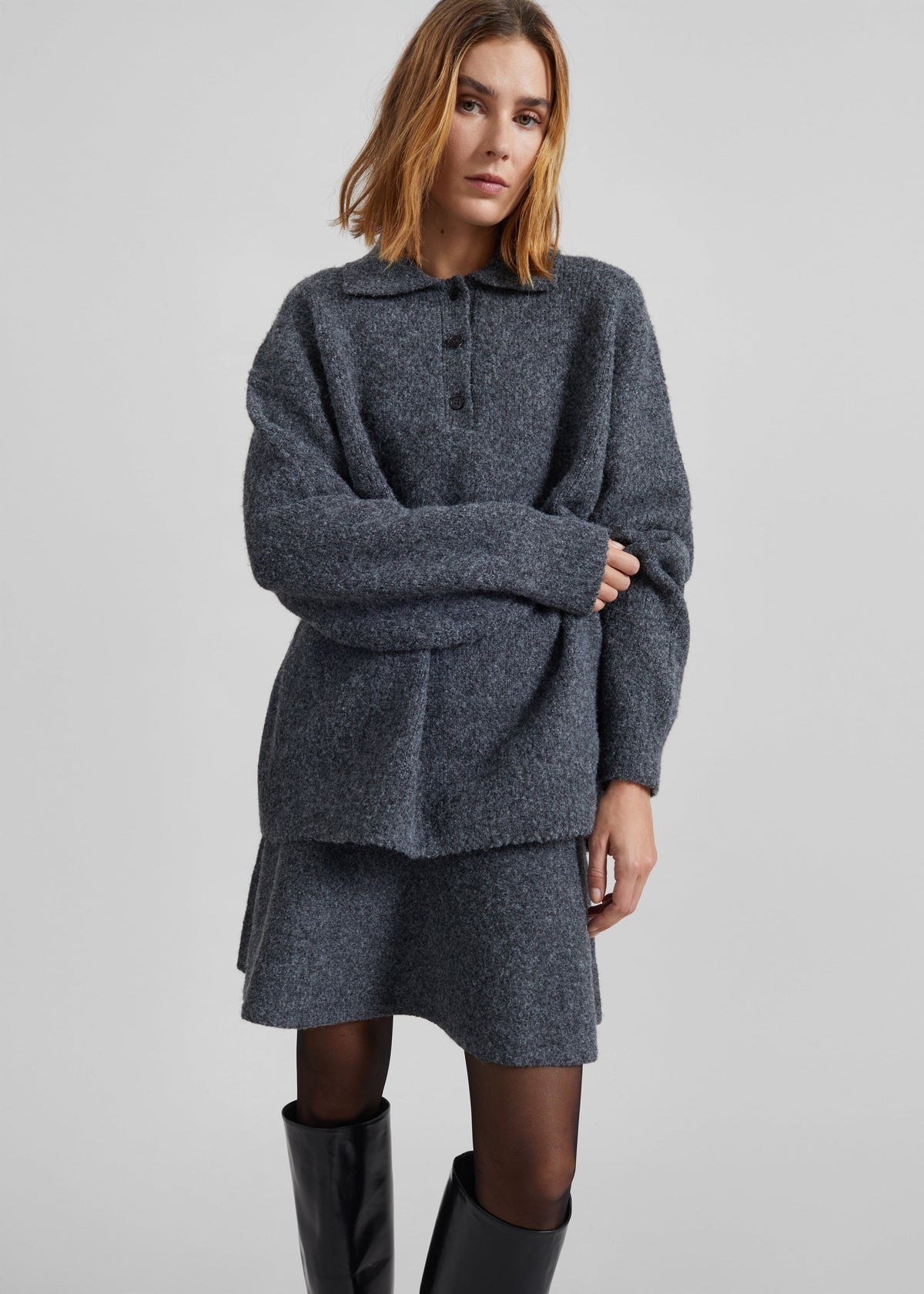 Dienne Knit Mini Skirt - Grey – view 2 of 8
