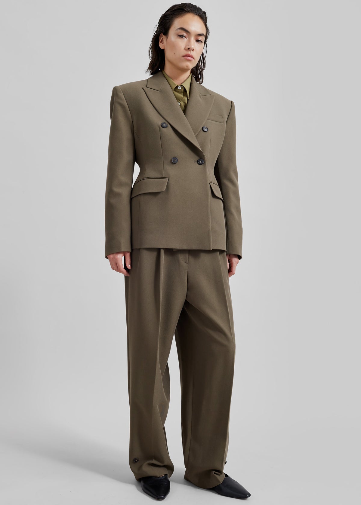 Dina Double Breasted Blazer - Khaki – view 9 of 11