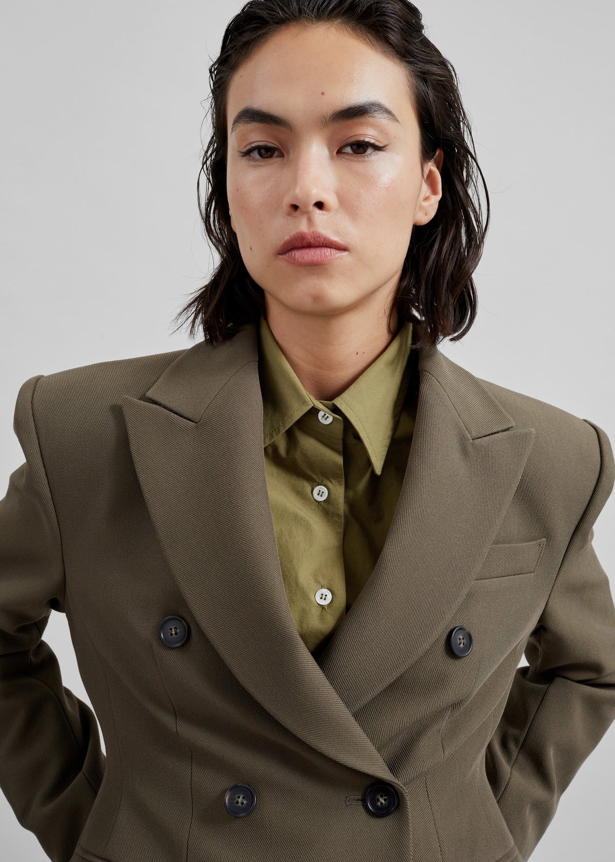 Dina Double Breasted Blazer - Khaki – view 8 of 11