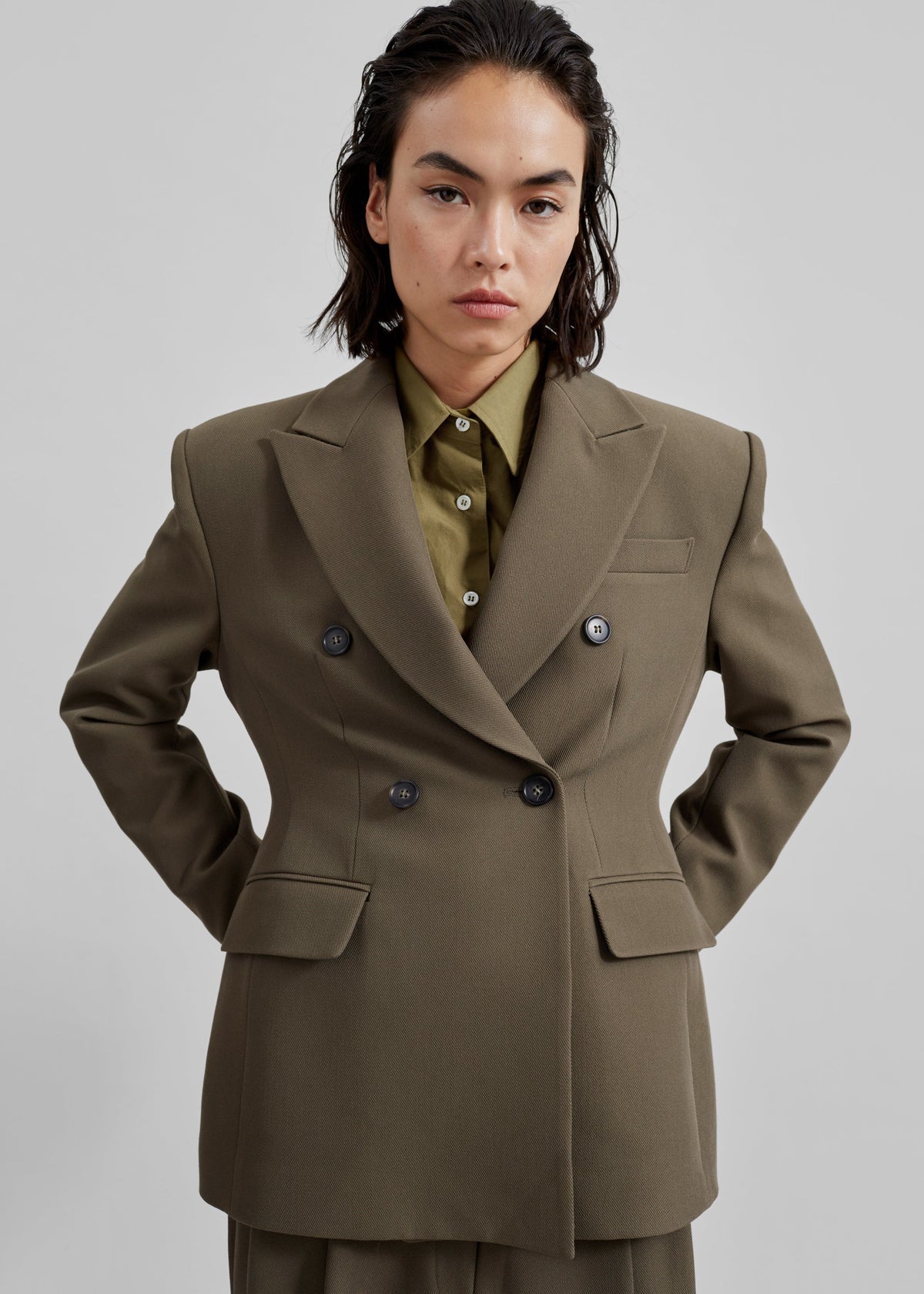 Dina Double Breasted Blazer - Khaki – view 7 of 11