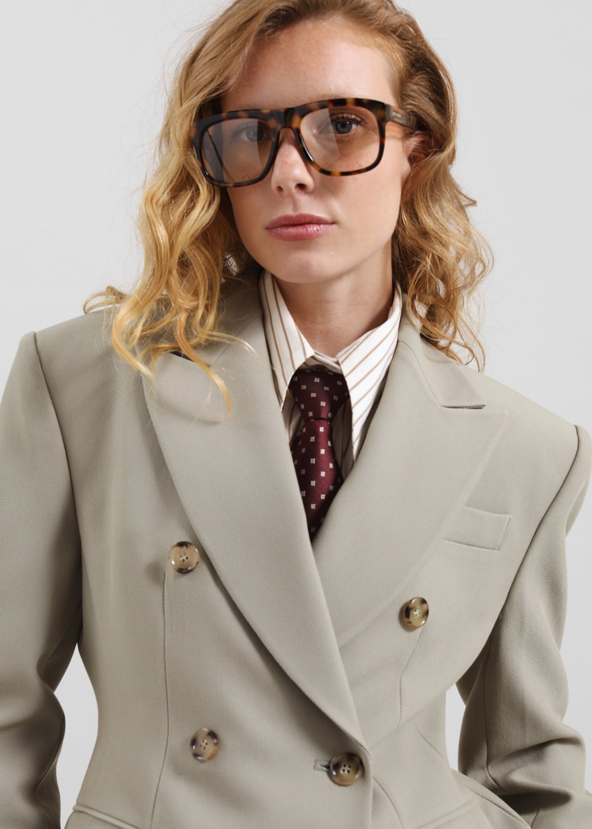 Dina Double Breasted Blazer - Light Taupe – view 5 of 9