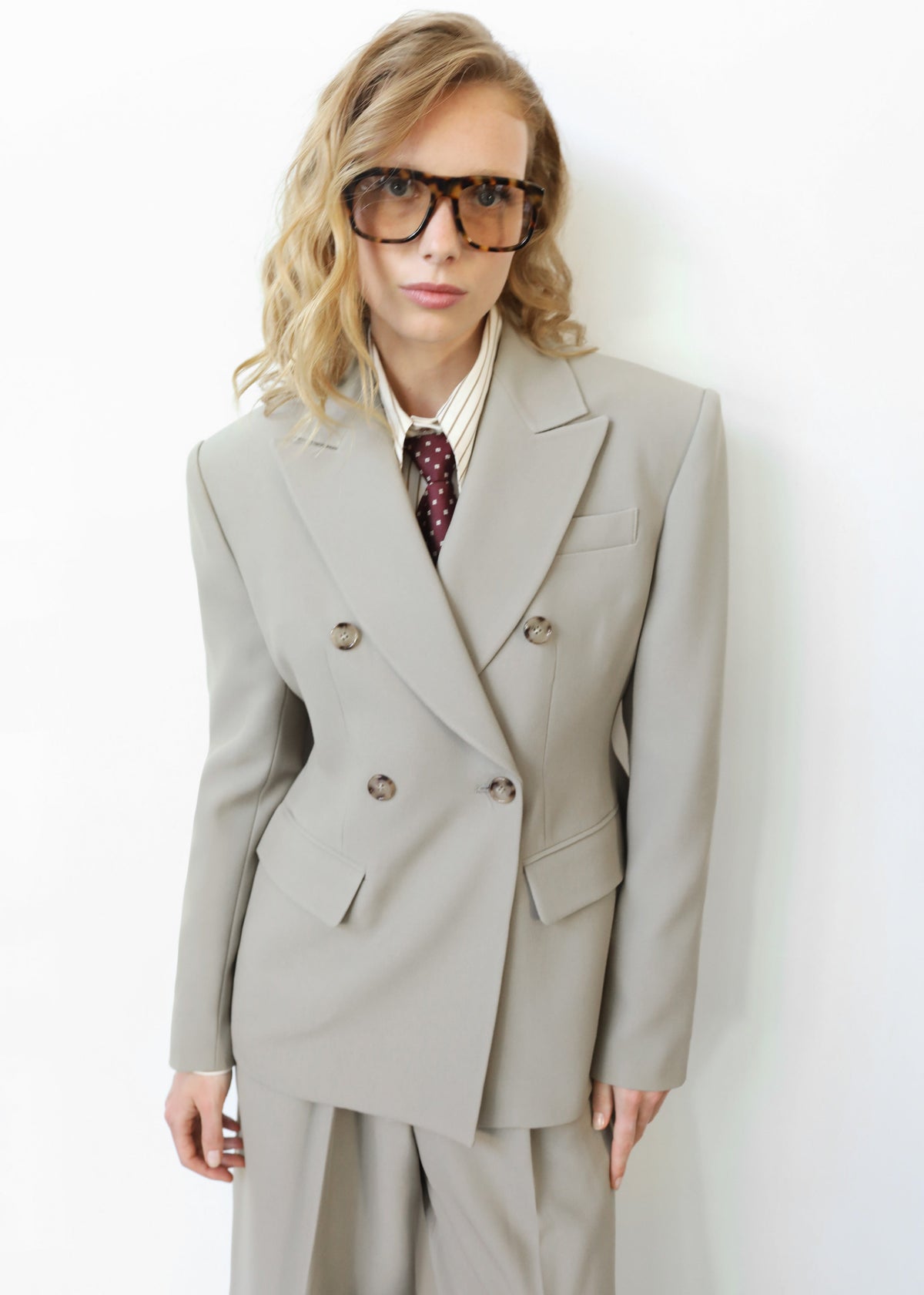 Dina Double Breasted Blazer - Light Taupe – view 1 of 9