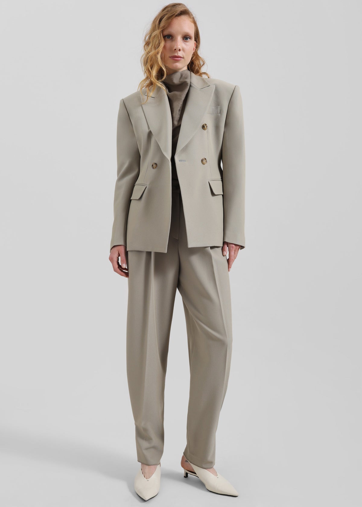 Dina Double Breasted Blazer - Light Taupe – view 2 of 9