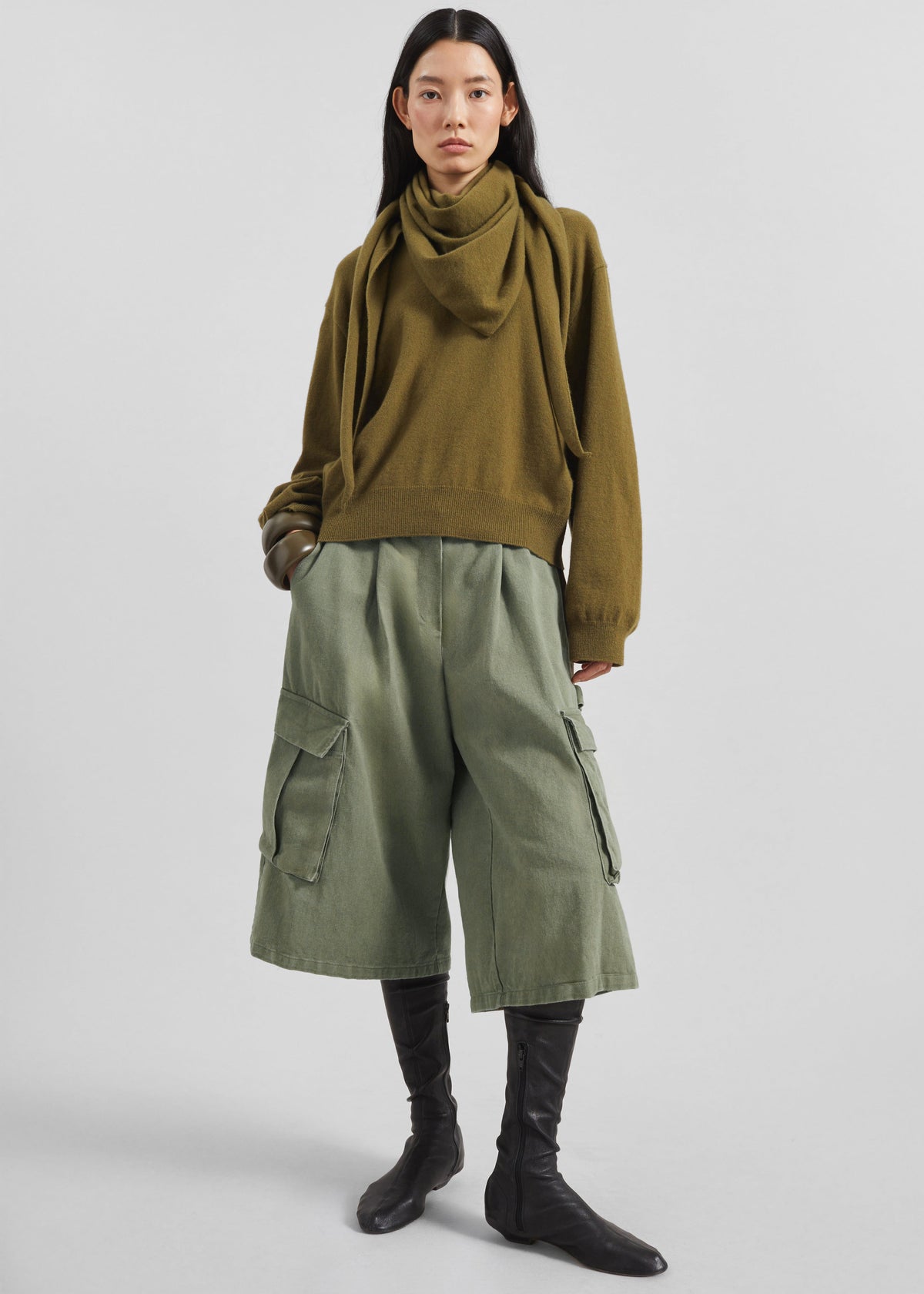 Dorva Cargo Bermuda Shorts - Pale Olive – view 2 of 11
