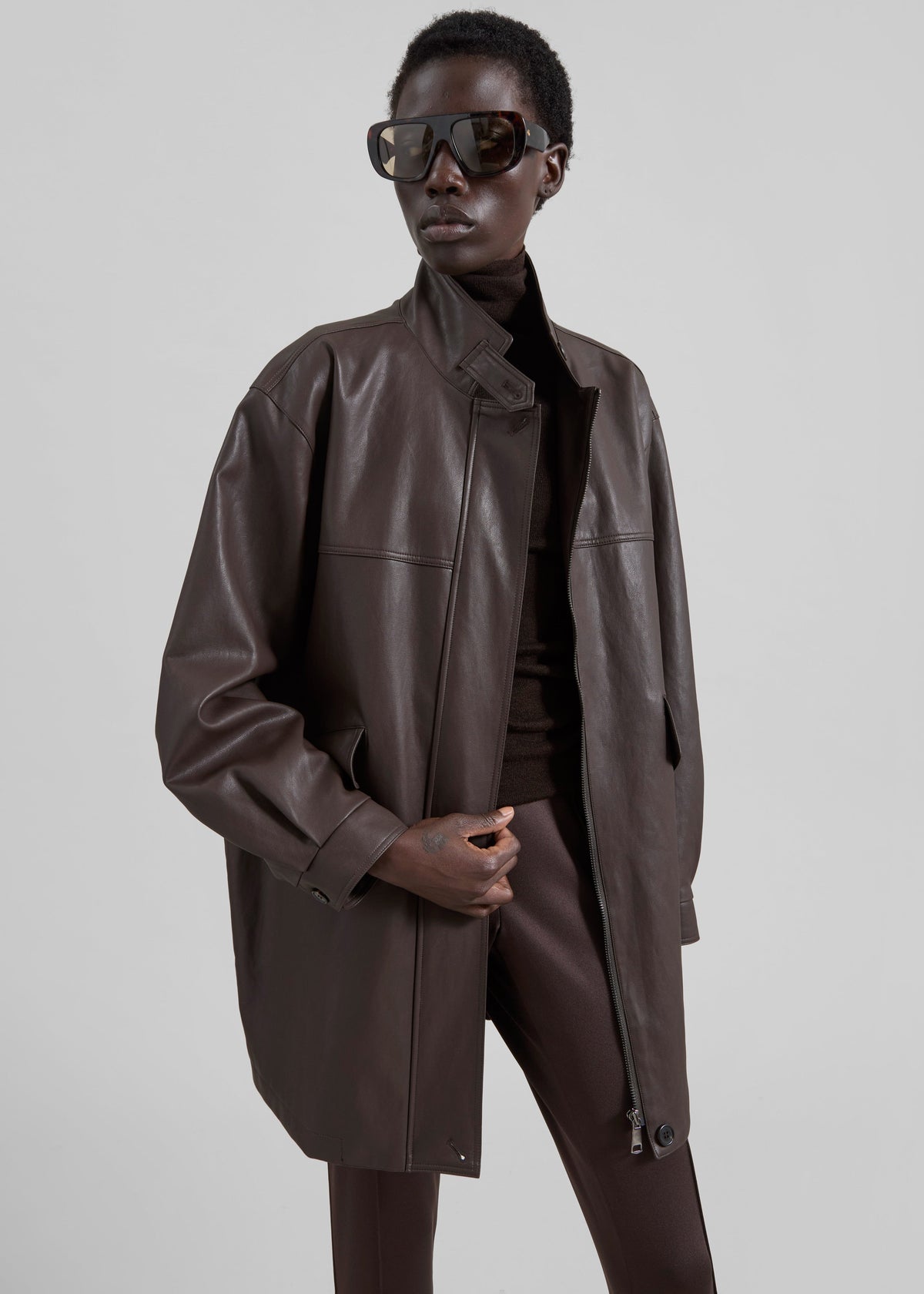 Douvrin Faux Leather Jacket - Brown – view 1 of 1