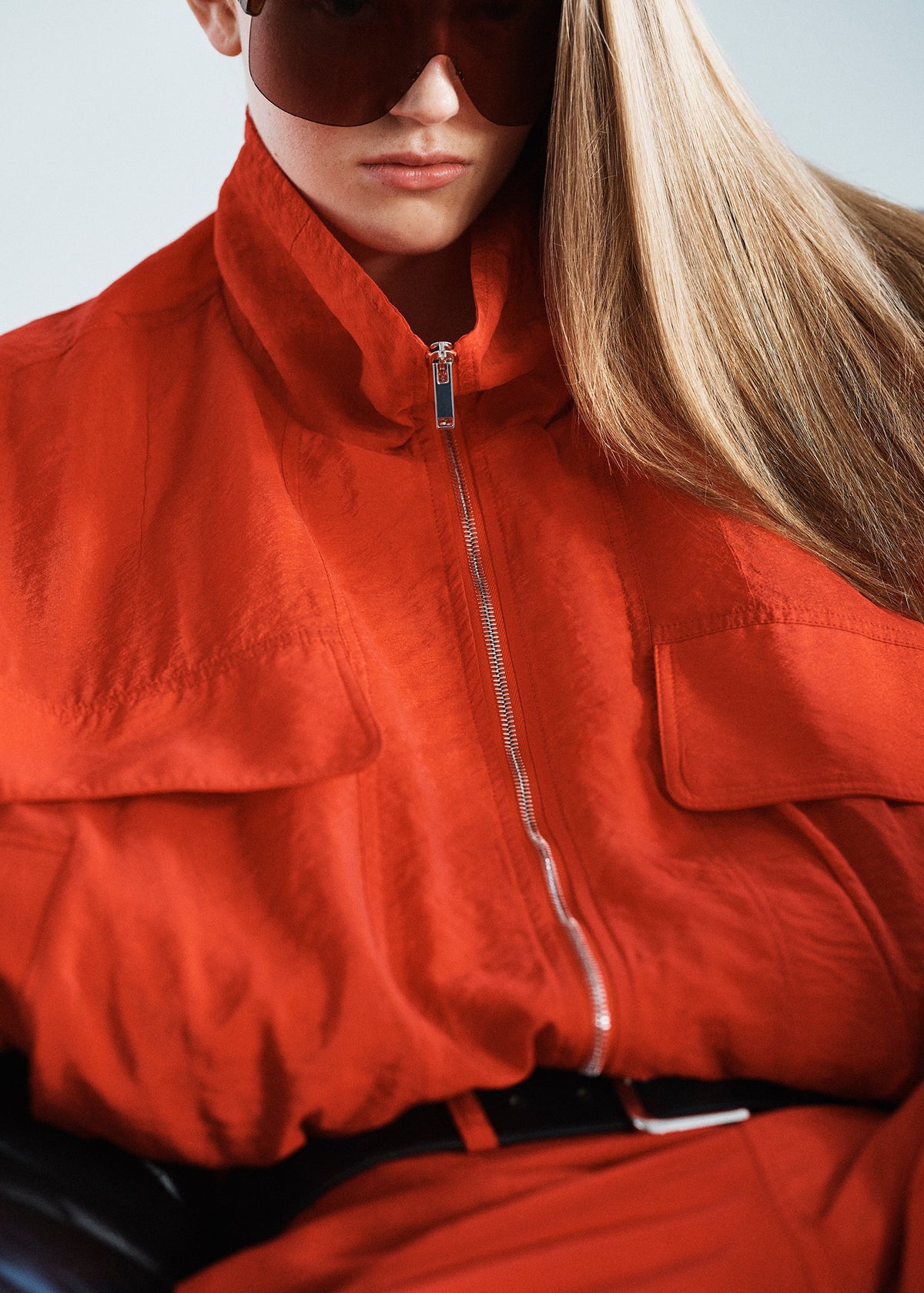 Drea Sheer Bomber Jacket - Red – view 1 of 9