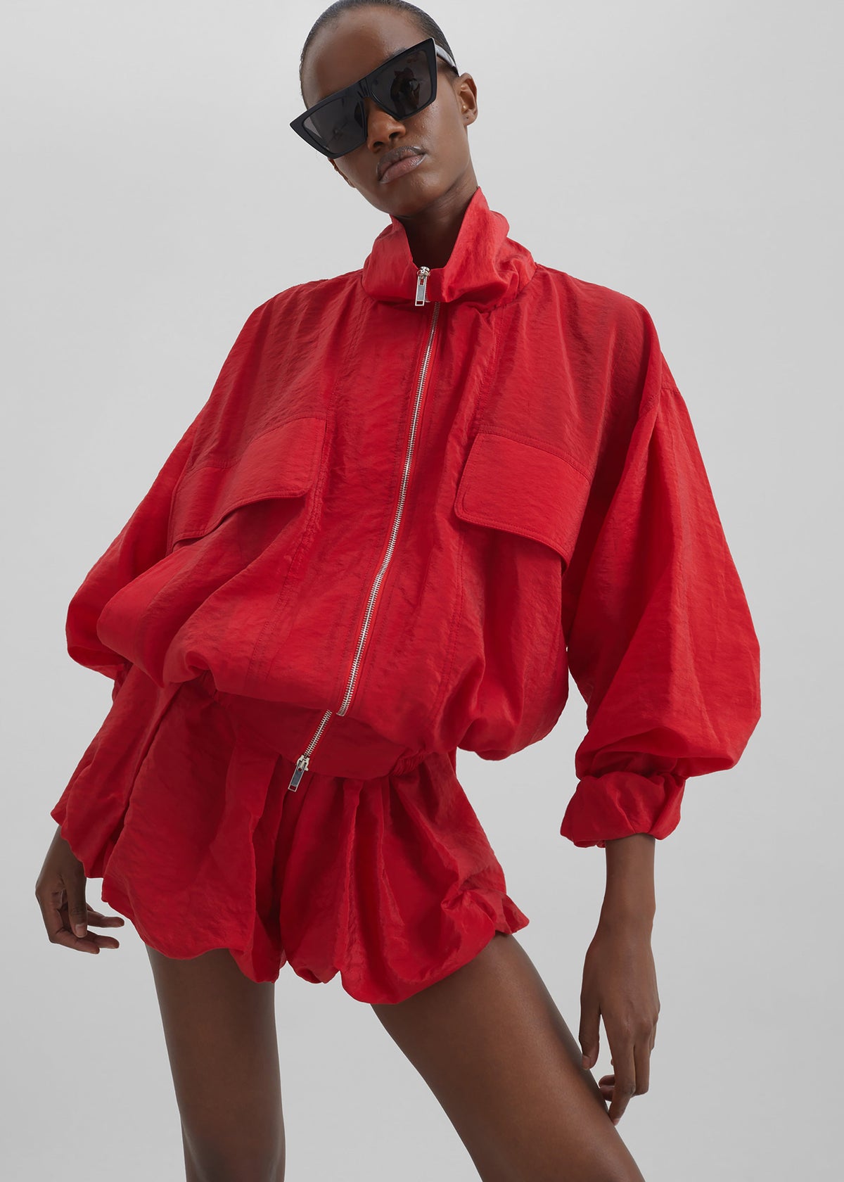 Drea Sheer Bomber Jacket - Red – view 2 of 9