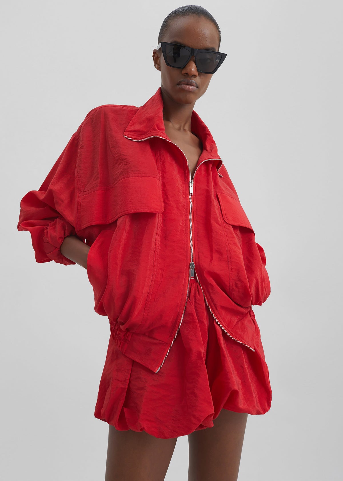 Drea Sheer Bomber Jacket - Red – view 4 of 9