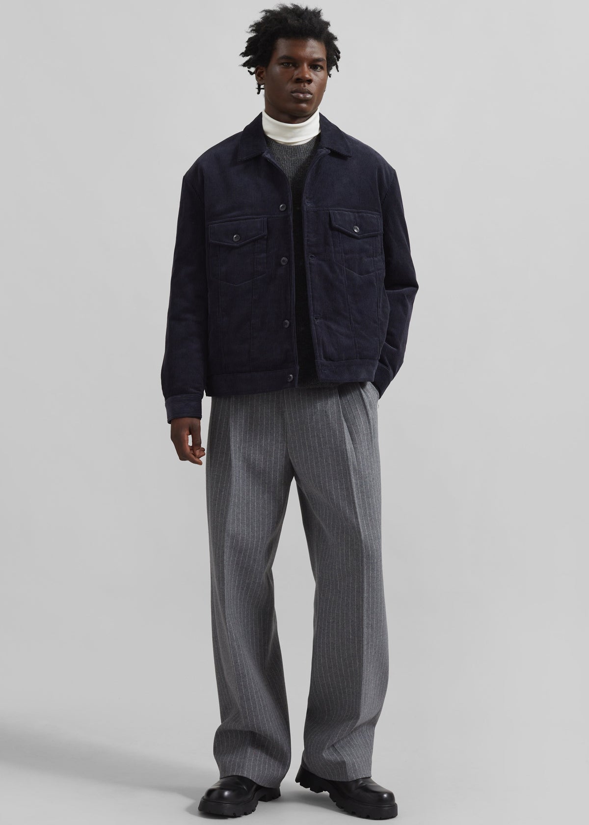 Dresden Quilted Corduroy Jacket - Navy – view 3 of 8