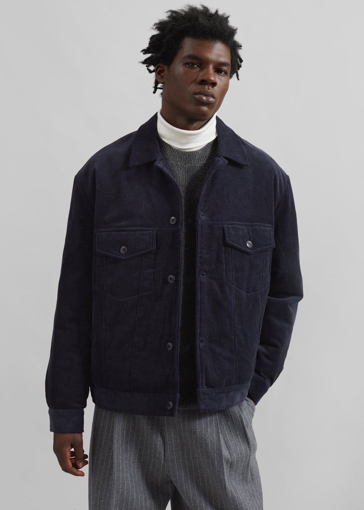 Dresden Quilted Corduroy Jacket - Navy – view 1 of 8