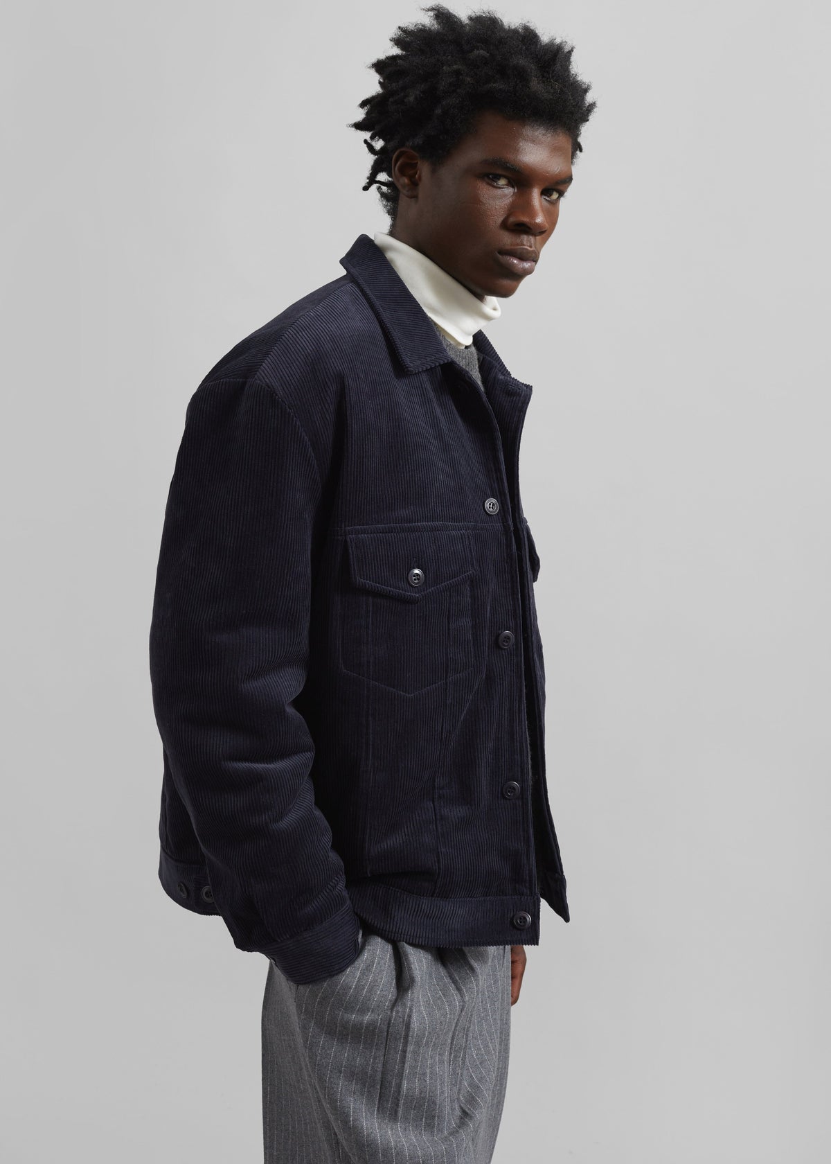 Dresden Quilted Corduroy Jacket - Navy – view 6 of 8