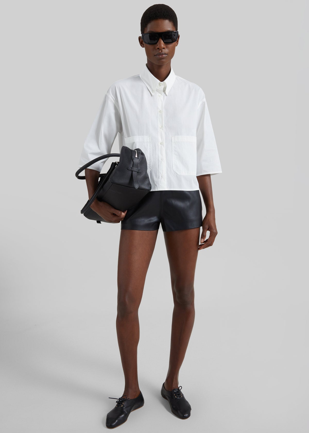 Dreux Faux Leather Hot Pants - Black – view 2 of 7