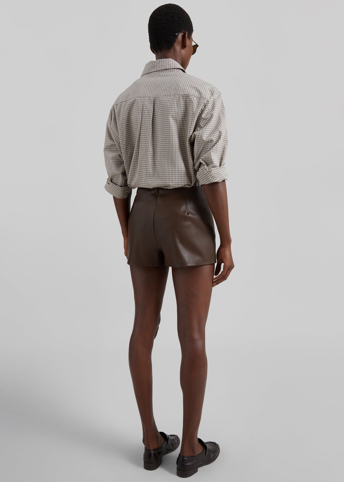 Dreux Faux Leather Hot Pants - Brown – view 10 of 11