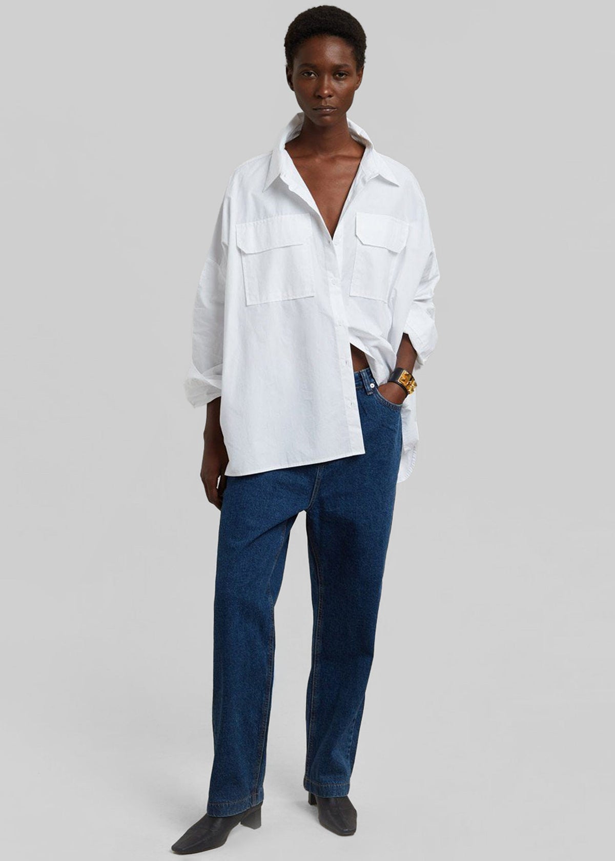 Elara Oversized Shirt - Optic White – view 4 of 8