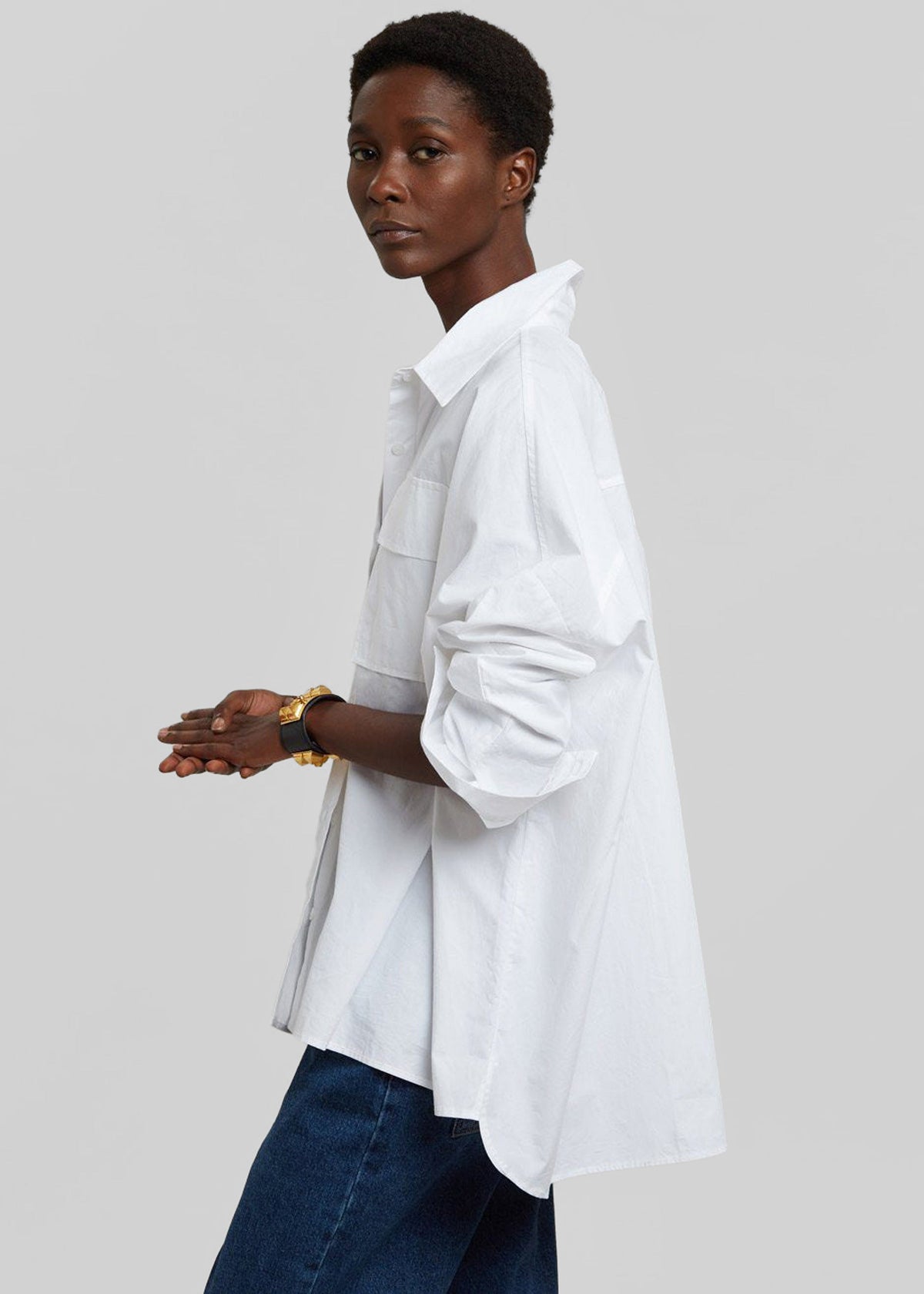 Elara Oversized Shirt - Optic White – view 1 of 8