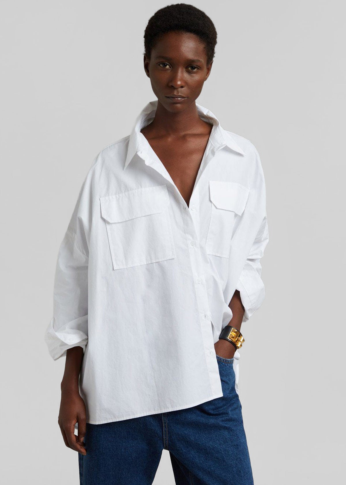 Elara Oversized Shirt - Optic White – view 2 of 8