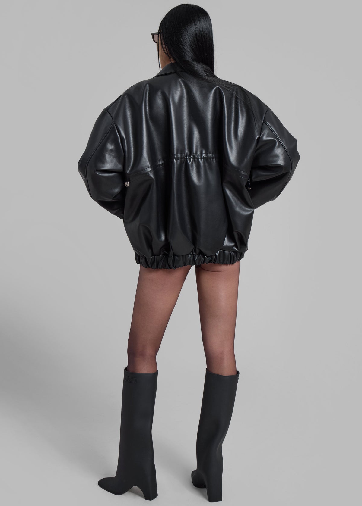 Elden Faux Leather Bomber Jacket - Black – view 7 of 7