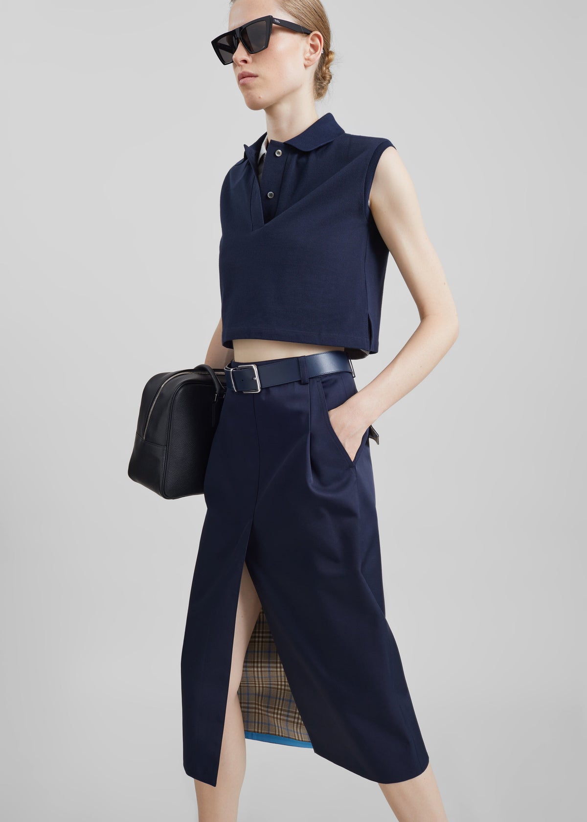 Elian Tailored Midi Skirt - Navy – view 5 of 10