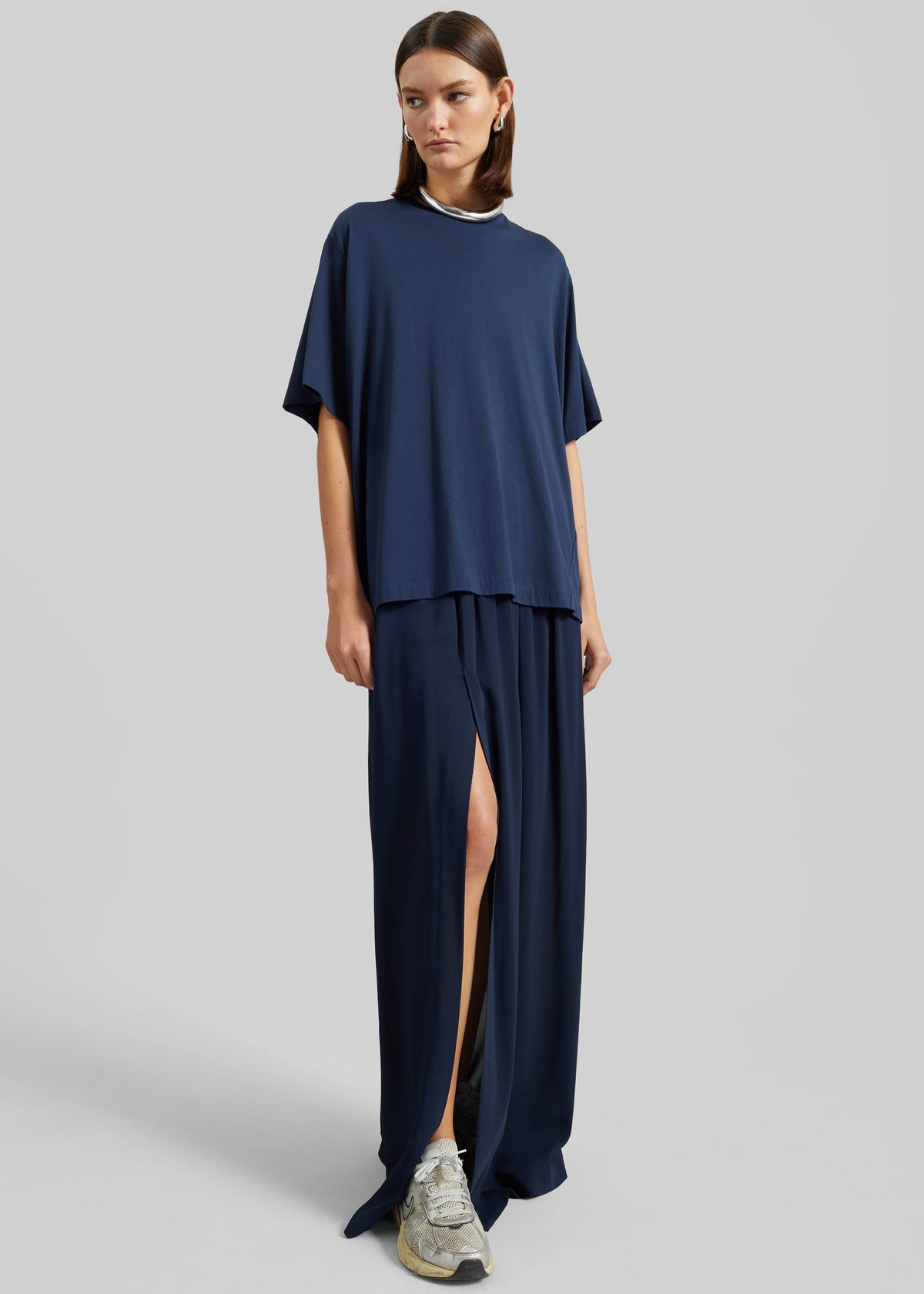 Elie Silk Fluid Maxi Skirt - Navy – view 1 of 1